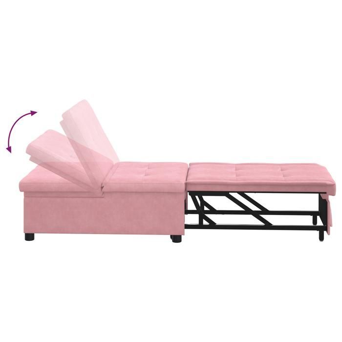 558085& 3-in-1 vuodesohva, vuosohva, muunnettava, pinkki sametti