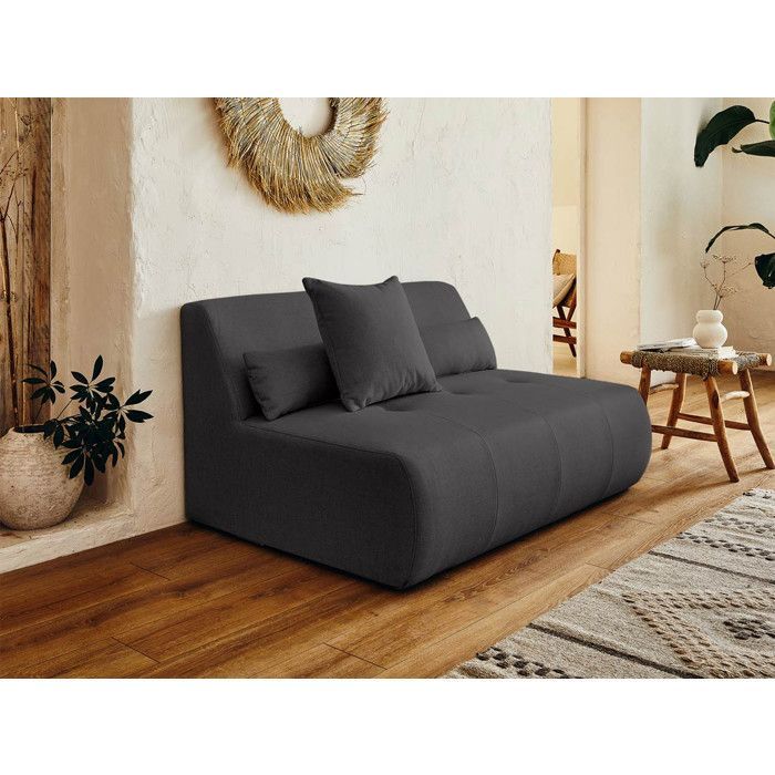 Onyx - Sofá modular panorâmico de canto direito com 7 lugares - em tecido - Cinza Escuro