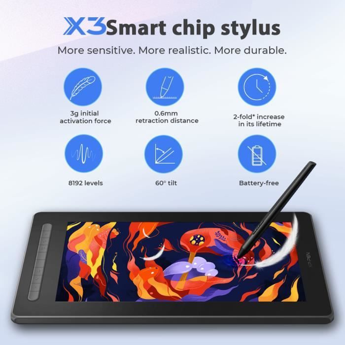 XPen-Artist 16 2e generatie - Grafisch tablet met 15,4-inch scherm - X3 Chip Pen met 8192 drukniveaus - Compatibel met Windows, Mac en Linux