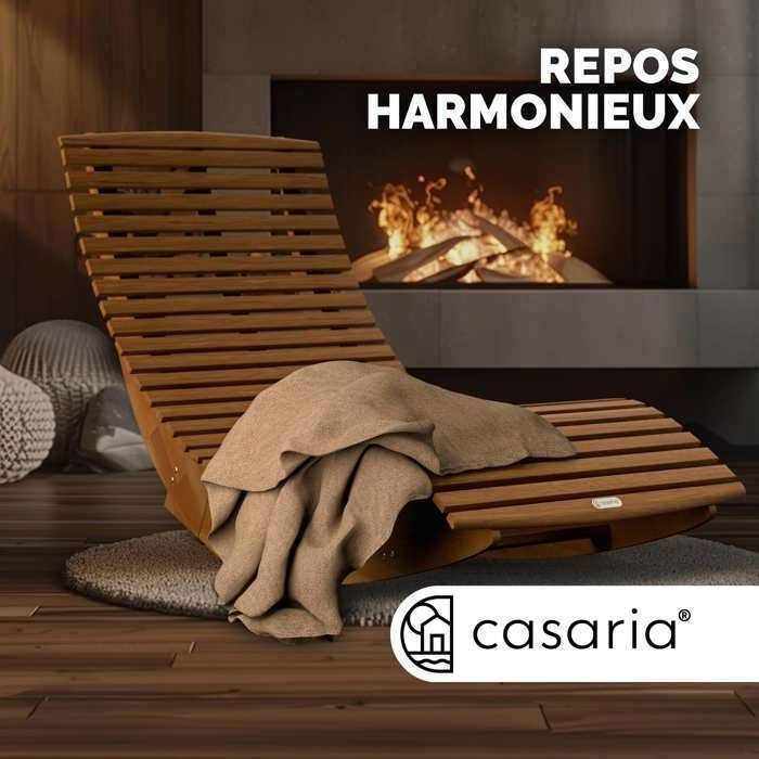 Set de 2x Chaise Longue CASARIA® à Bascule pliable en Bois d'acacia certifié FSC Transat Ergonomique Bain de Soleil Jardin Sauna