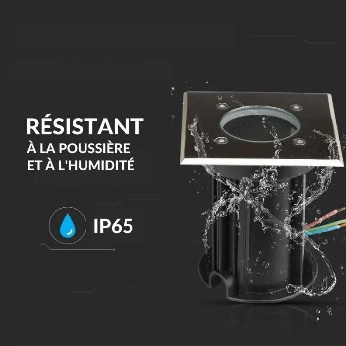 Spot LED Extérieur Encastrable Carré IP65 pour Ampoule GU10 - Noir - SILUMEN