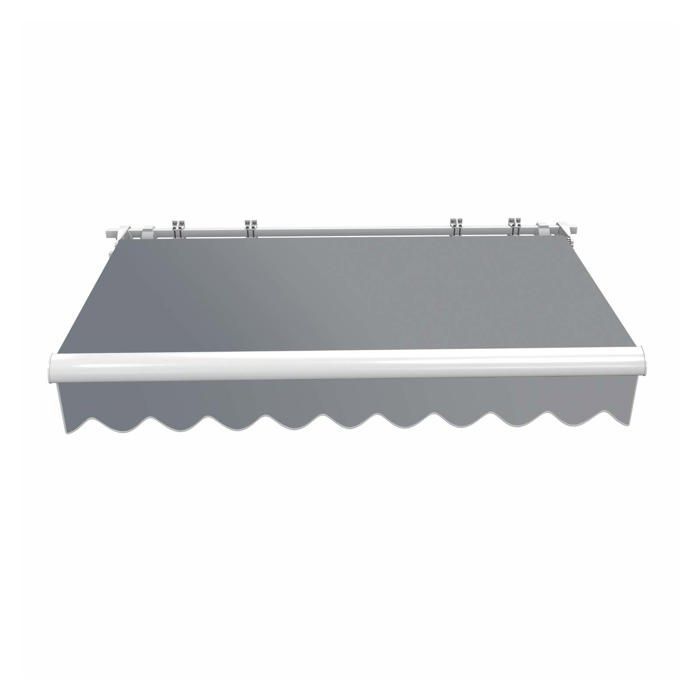 Toboli Store banne rétractable manuel – 3,5 x 3 m – Anthracite – Montage mural – Marquise solaire Auvent Pare-soleil pour terrasse e