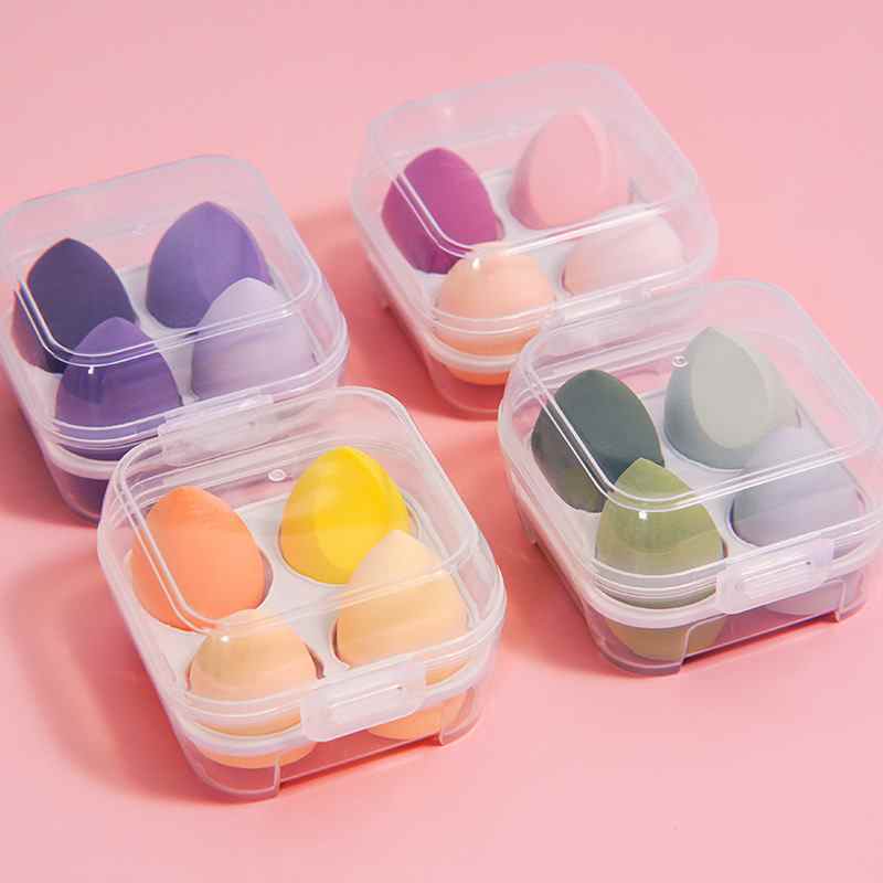 Ensemble de 4 accessoires de maquillage pour femmes : éponge à maquillage, pinceau à poudre, éponge violette, outil de beauté