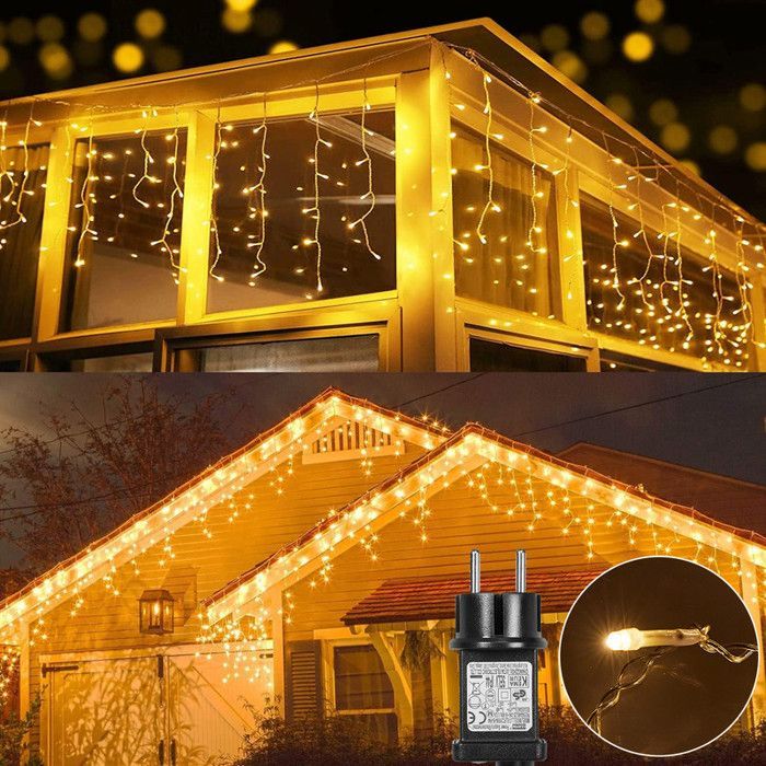 Rosnek LED-kerstverlichting voor buiten, 5 meter, 200 LED-lampjes, IP44 waterdicht, 8 standen, warm wit, voor feestjes en balkons