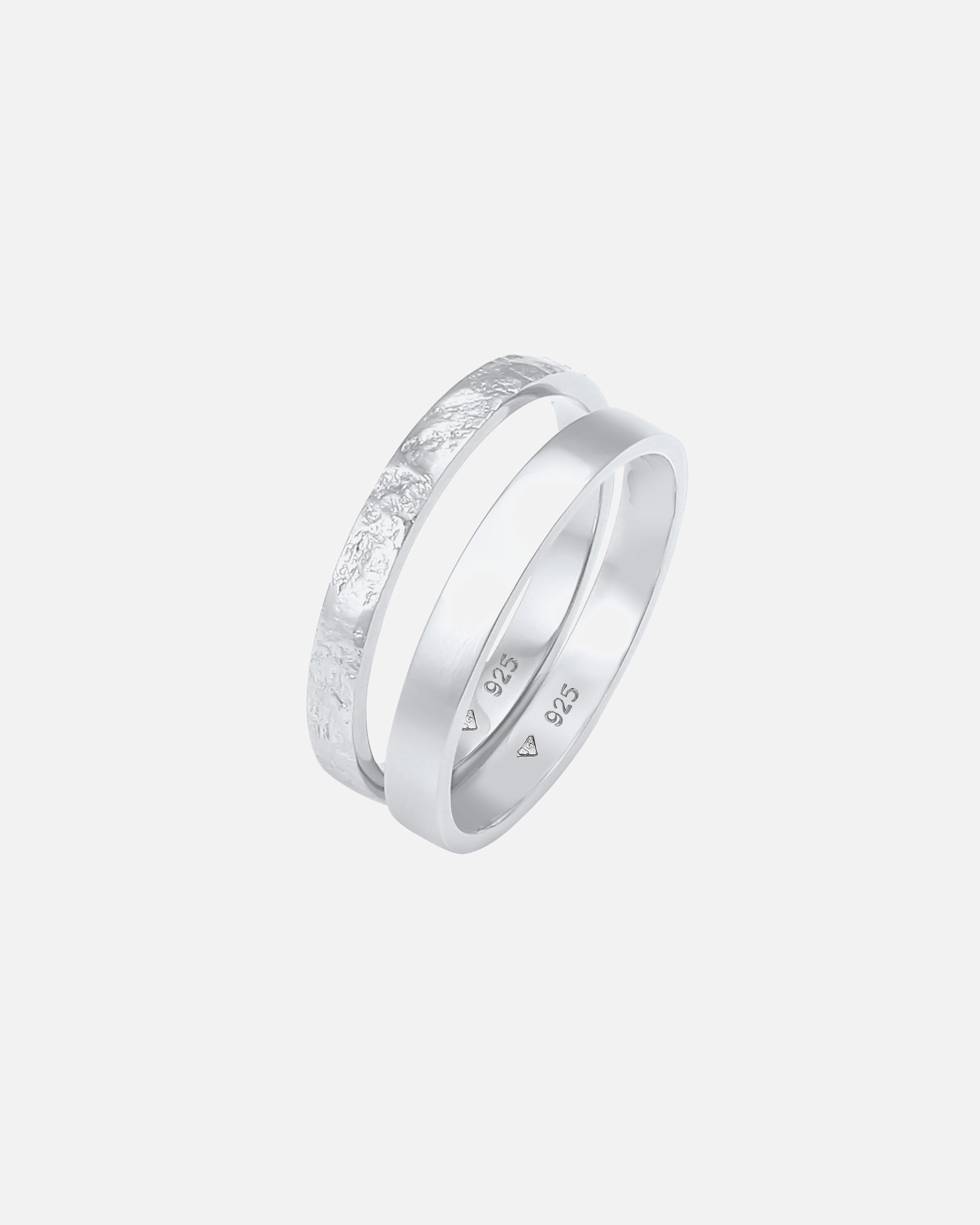 Elli Femmes Ensemble Basique Look Martelé Combinable en Argent Sterling 925
