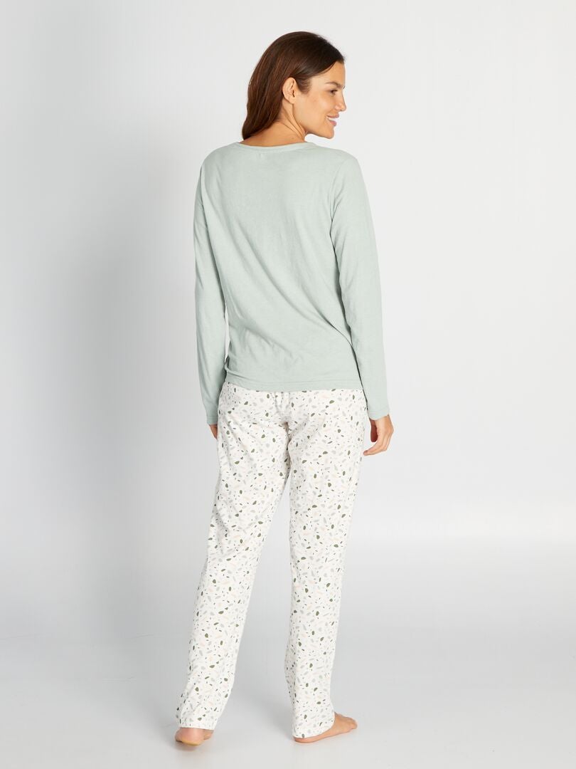 'Dodo' Jersey Pyjamaset - 2-delig - Groen/Wit