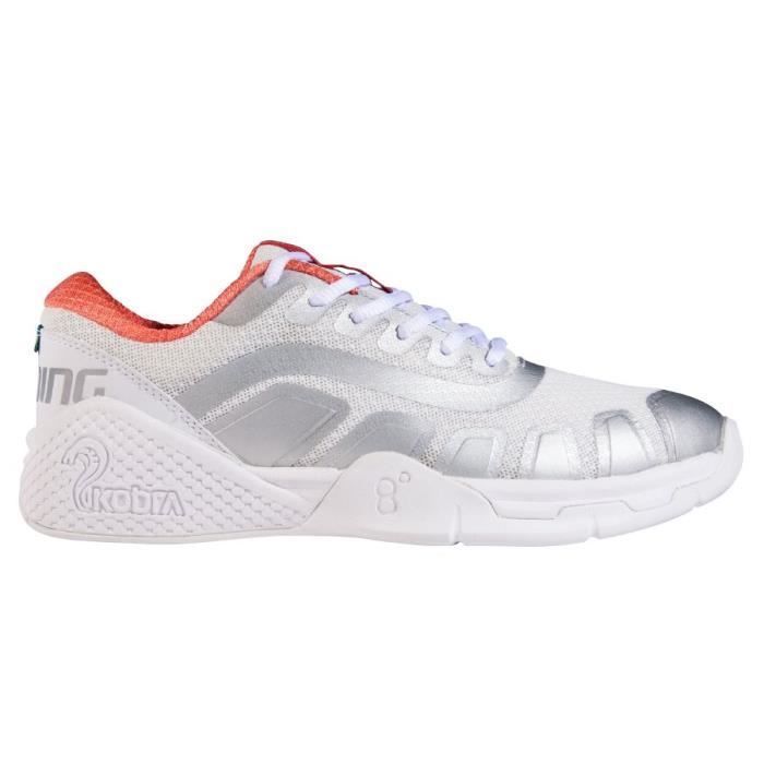 Chaussures de handball indoor femme Salming Recoil Kobra - Blanc/Living Coral - Taille 37 1/3