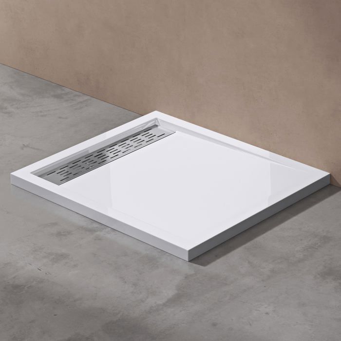 Plato de ducha blanco de 80x100x5cm doporro Xetro04 en resina, base de ducha rectangular plana para el baño