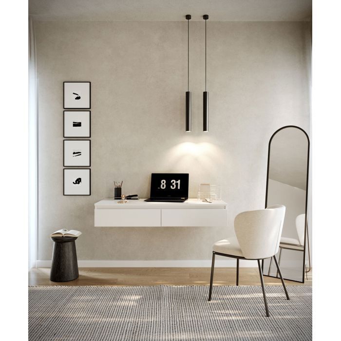 Dressing table with desk and 2 drawers - BEMMI - 120 cm - white