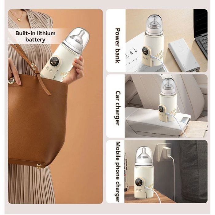 Portable Wireless Baby Bottle Warmer – 8000mAh Battery - 6 Heat Settings - 18W Fast Heating, Ideal for Travel and Home