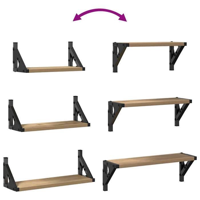 SOLDES D'HIVER®ETAGÈRE MURALE charge maximale 40 kg - Marron Étagère Murale Design Mural - avec stockage - Grand espace - Lot de 3 C