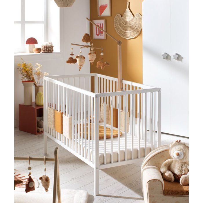 Cuna para bebé - 120 x 60 cm - Babyprice First - Todos los barrotes - Madera blanca