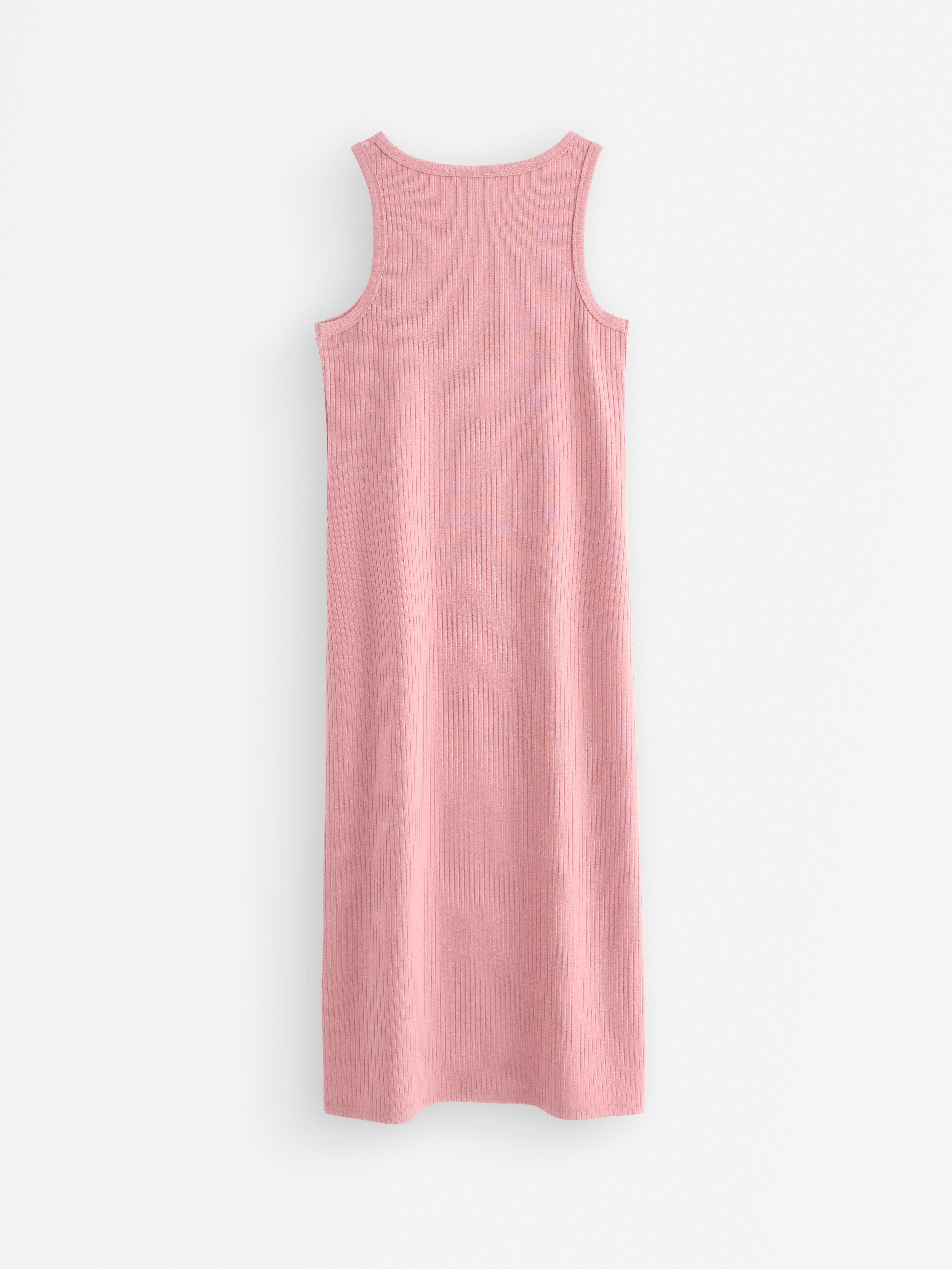 Ribbad midiklänning Rosa empolvado claro