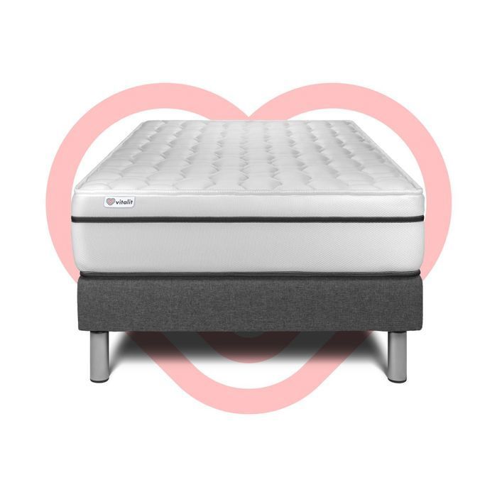 Conjunto de colchão e base de cama 90x200 cm - Base de cama cinza (requer montagem) - Vital Spa Cinza