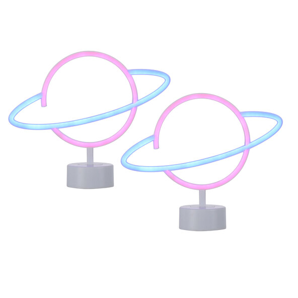 Lampă de masă Saturn LED neon, set de 2