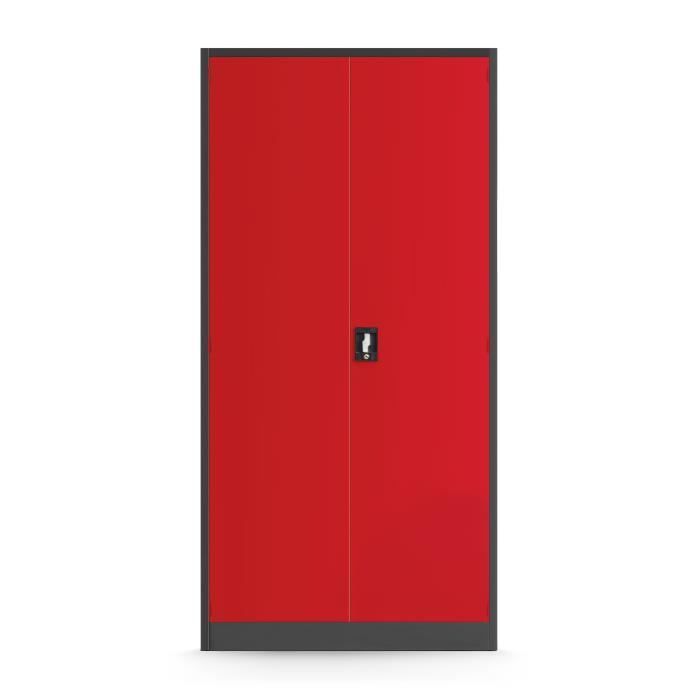 Armoire à Outils TC007 Armoire d'atelier Métallique avec 7 Tiroirs Portes battantes Tôle d'acier 185 x 92 x 50 cm (Anthracite/Rouge)