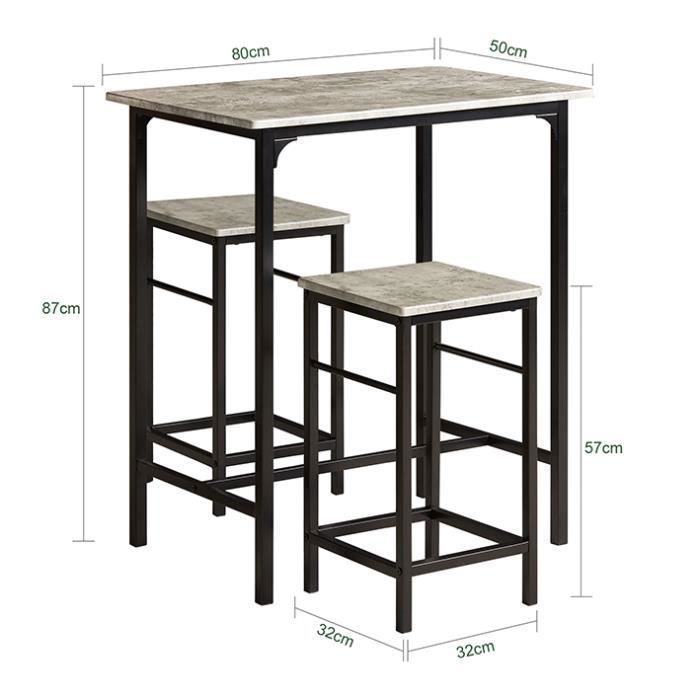 Set SoBuy® OGT10-HG composto da 1 tavolo e 2 sgabelli, tavolo alto, set da bar per cucina, tavolo da bistrot + 2 sgabelli