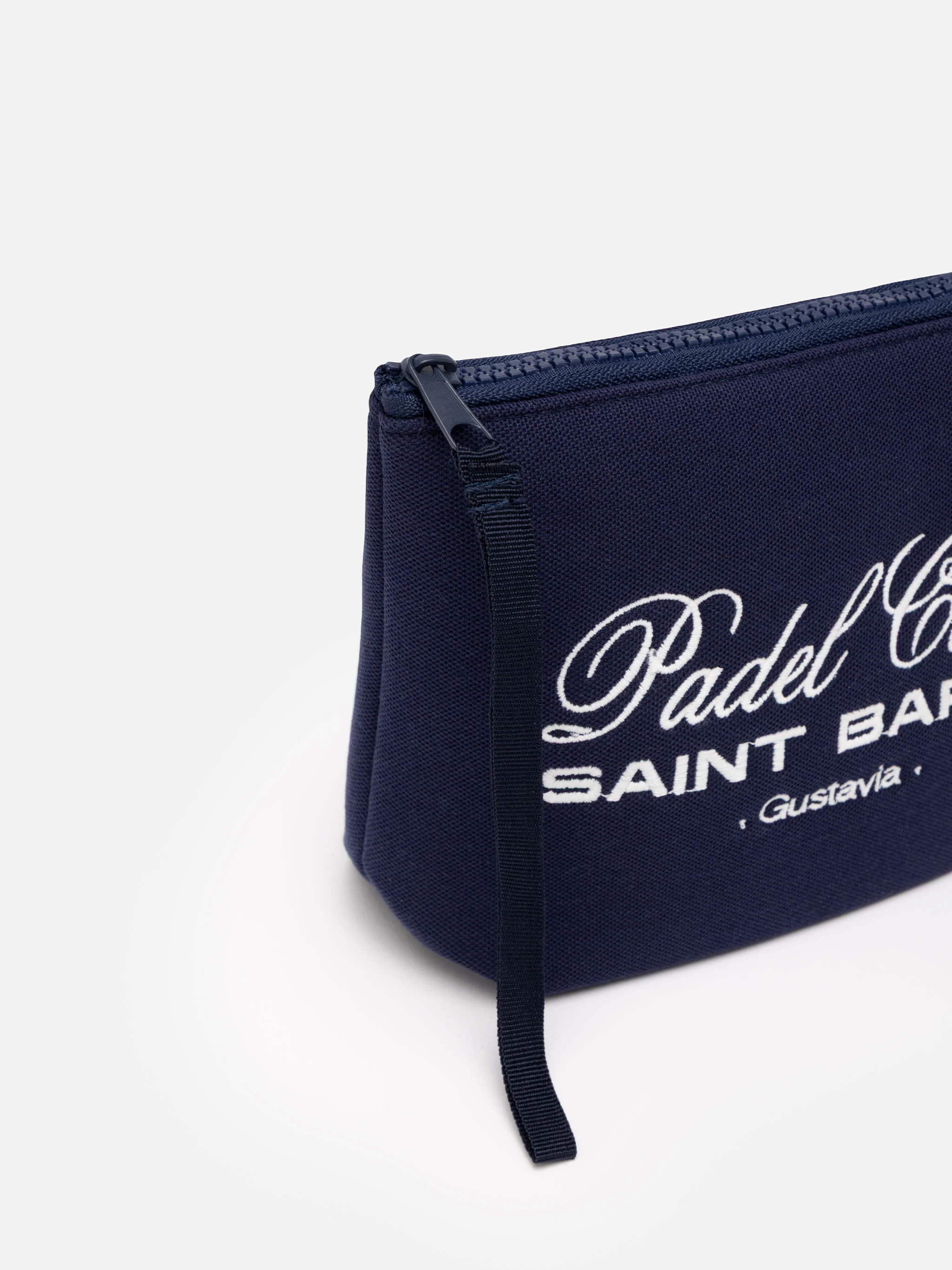 Pochette Aline bleu marine en piqué avec broderie Padel Club Saint Barth