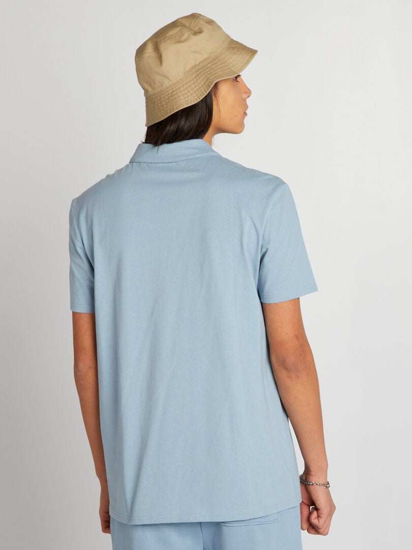 Polo shirt met korte mouwen van katoen - BLAUW