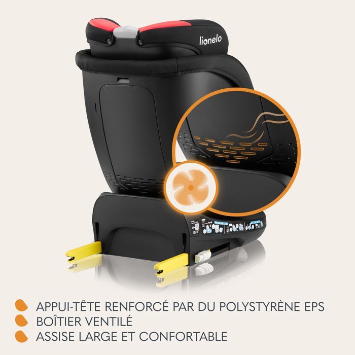 Seggiolino auto convertibile LIONELO Navy i-Size - Base girevole a 360° - 40-150 cm - ISOFIX - Gruppo 0+/1/2/3 - Rosso