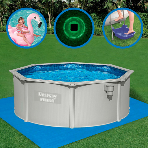 Bestway Hydrium Round Pool Pack 360x120 cm with Pool Accessories and Pool Cleaner