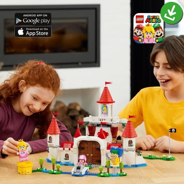 LEGO 71408 Super Mario Ensemble d’Extension Le Château de Peach, Jouet Château Fort, Figurine Bowser, Toadette, Enfant 8 Ans