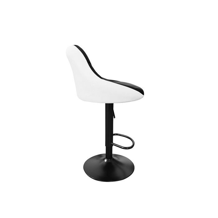 Aga Tabouret de bar noir-blanc, hauteur réglable, assisse rembourrée