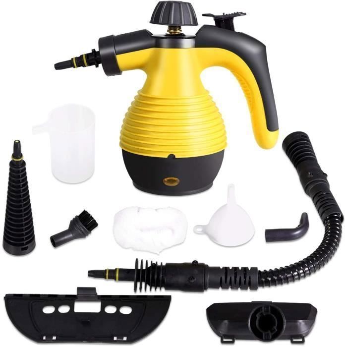 Limpiador a vapor portátil GOPLUS con 9 accesorios para eliminar manchas, alta presión de 3 bares para cocina y baño, 350 ml.