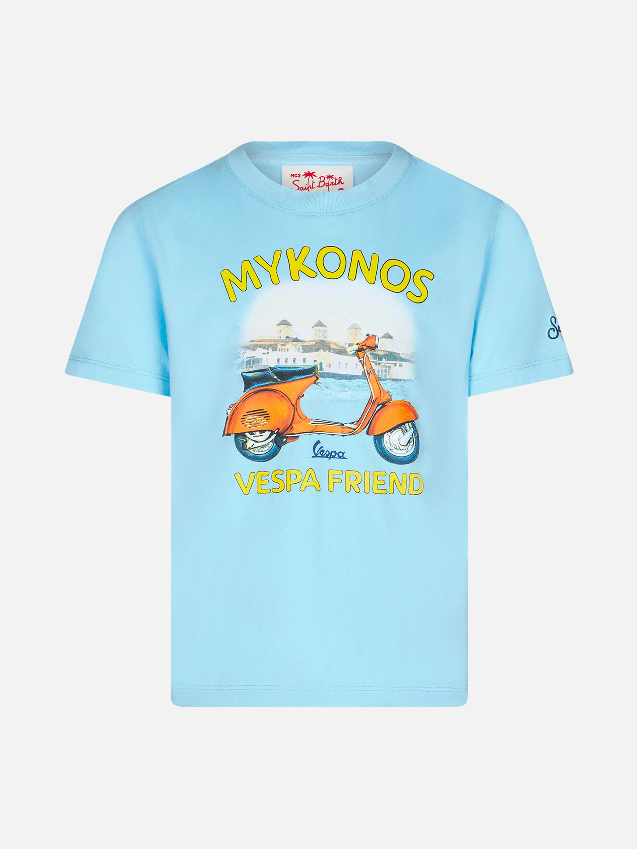 Kinder T-shirt van katoen met Vespa Mykonos-print | SPECIALE EDITIE