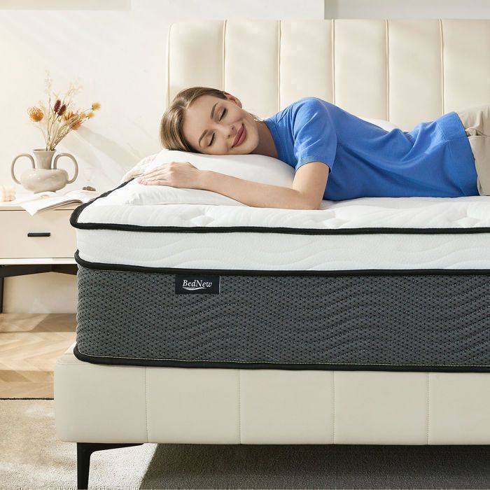 Bednew Hybride Matelas 90x200 cm, Épaisseur 31 cm, H3 Moyenne Ferme, 7Zone, Ressorts Ensaché, Mousse à Mémoire de Forme
