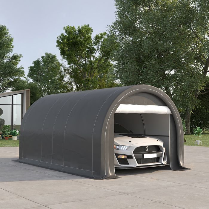 Outsunny - Posto auto coperto - PE - 500x300x240cm - Grigio