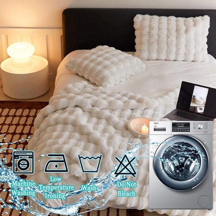 Blanket - Throw - Ultra-soft home blanket - White (100 × 160 cm) - Polyester microfiber - Luxurious and brushed -