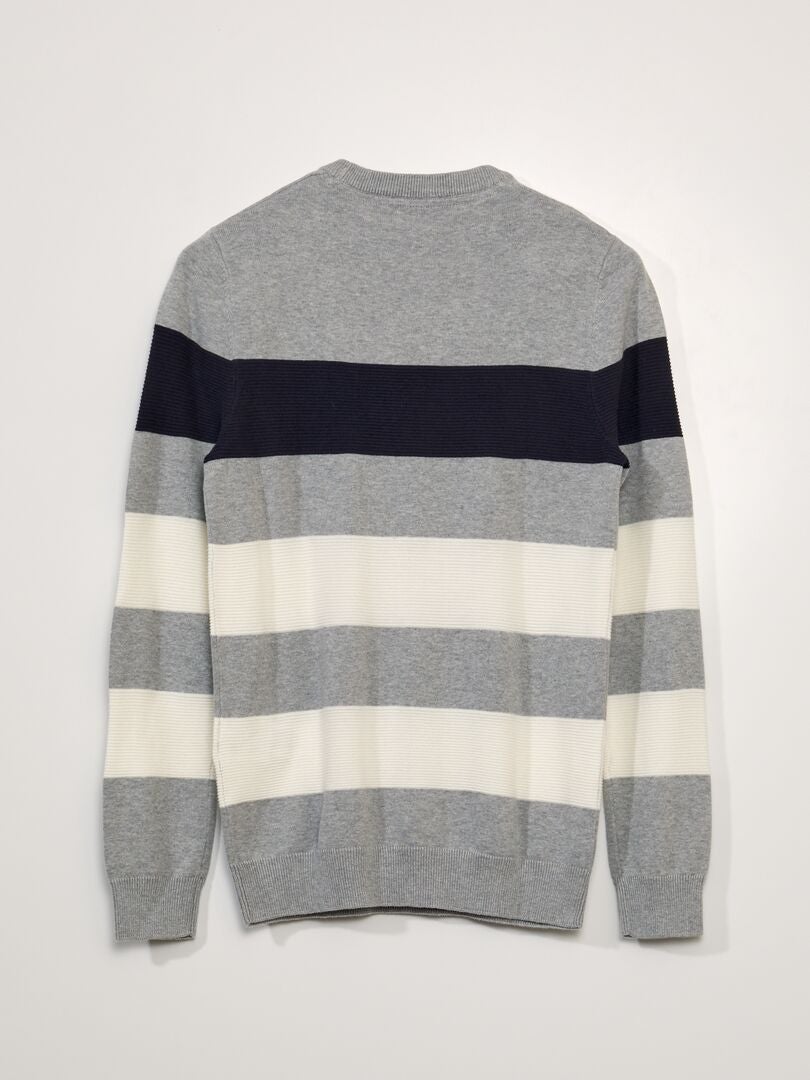 Sweter w paski - SZARY