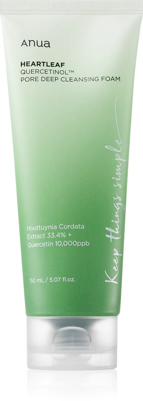Espuma de limpeza profunda para poros Anua Heartleaf Quercetinol para pele oleosa e mista.