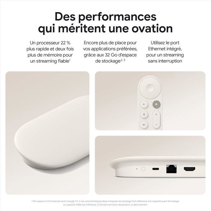 Reproductor multimedia 4K para TV - GOOGLE - Modelo con control remoto por voz - 32 GB - Dolby Vision - HDMI 2.1