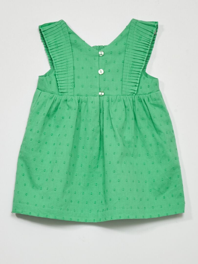 Vestido de voile de algodão + calcinha - 2 peças - VERDE