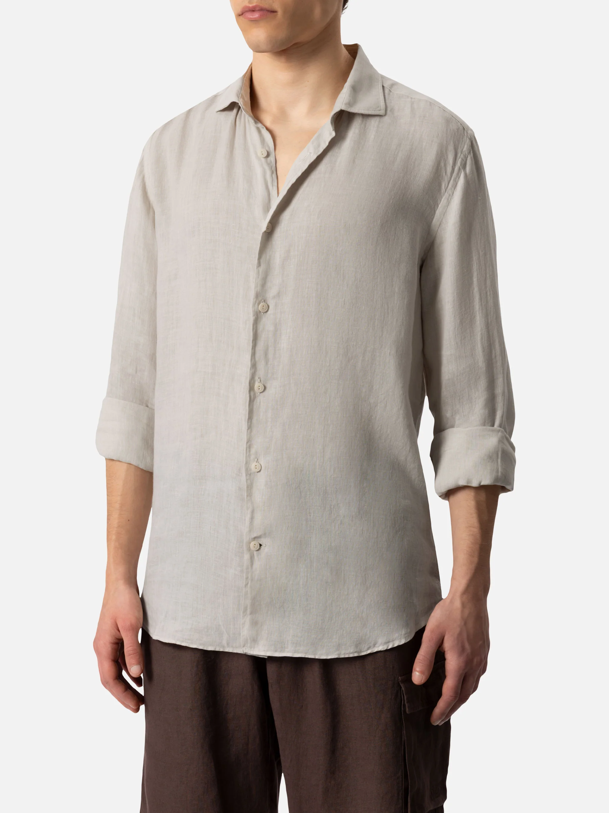 Camicia Pamplona in lino bianco sporco