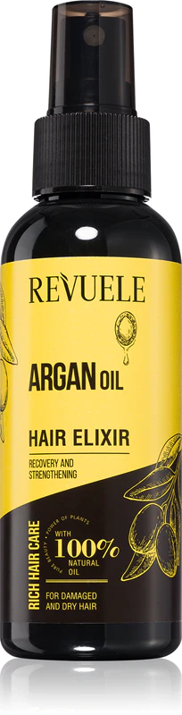 Revuele Elixir Capilar com Óleo de Argan, spray protetor para cabelos secos e danificados.