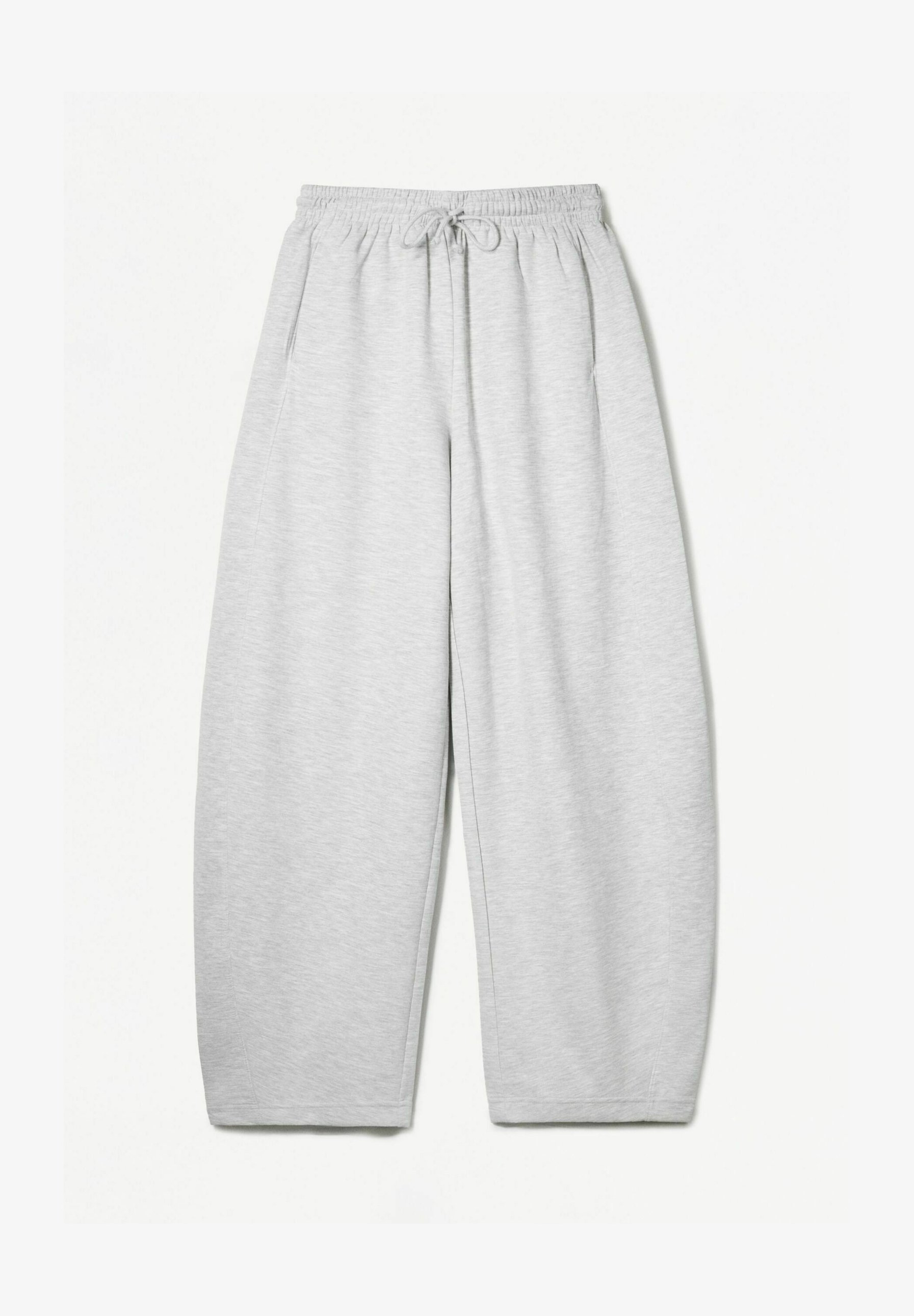 Bershka PLUSH BARREL - Trainingsbroek - lichtgrijs