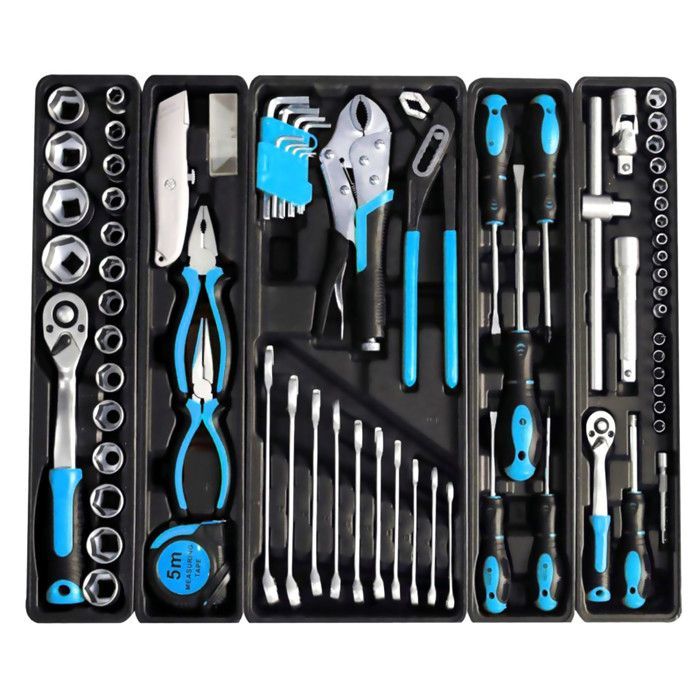 Kraft Müller KM-85PCS Heavy-Duty Metal Tool Set with 85 Chrome Vanadium Tools, Screwdrivers, and Pliers