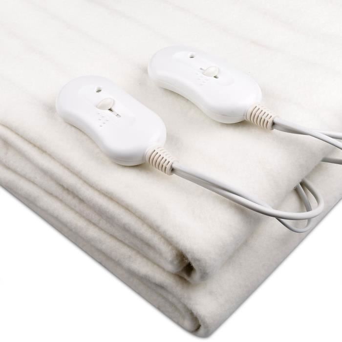 Manta eléctrica, calentador de cama, almohadilla térmica doble para colchón, mando a distancia, 3 niveles de temperatura, indicador LED, 160 x 140 cm.