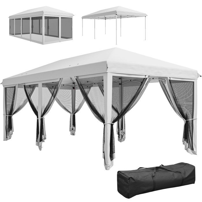 Outsunny - Tonnelle de jardin - Polyester Oxford - 585x295x270cm - Crème