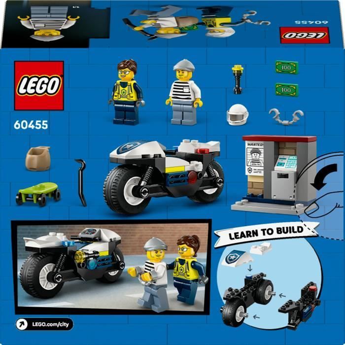 LEGO City 60455 Police Motorcycle Chase - Building Set for Ages 4+