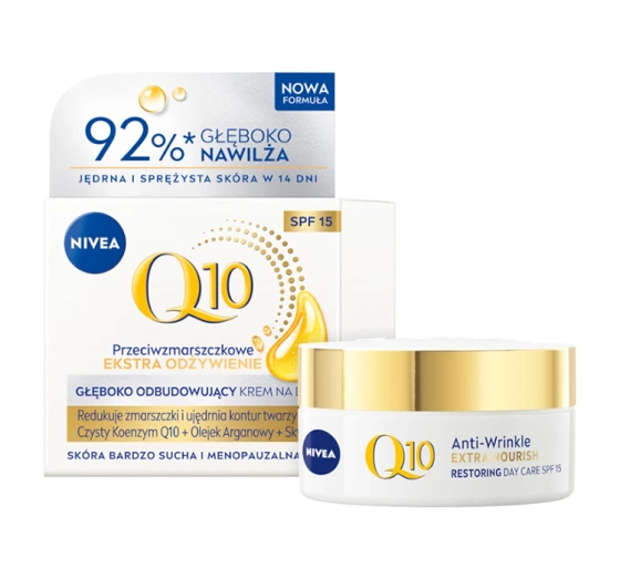 NIVEA Q10 Przeciwzmarszczkowe Ekstra Odżywienie głęboko odbudowujący krem na dzień SPF15 50 ml