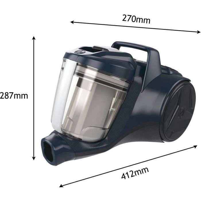 Bagless canister vacuum cleaner - HOOVER - HP110HM - 700 W - 78 dBA - 2 L - Blue