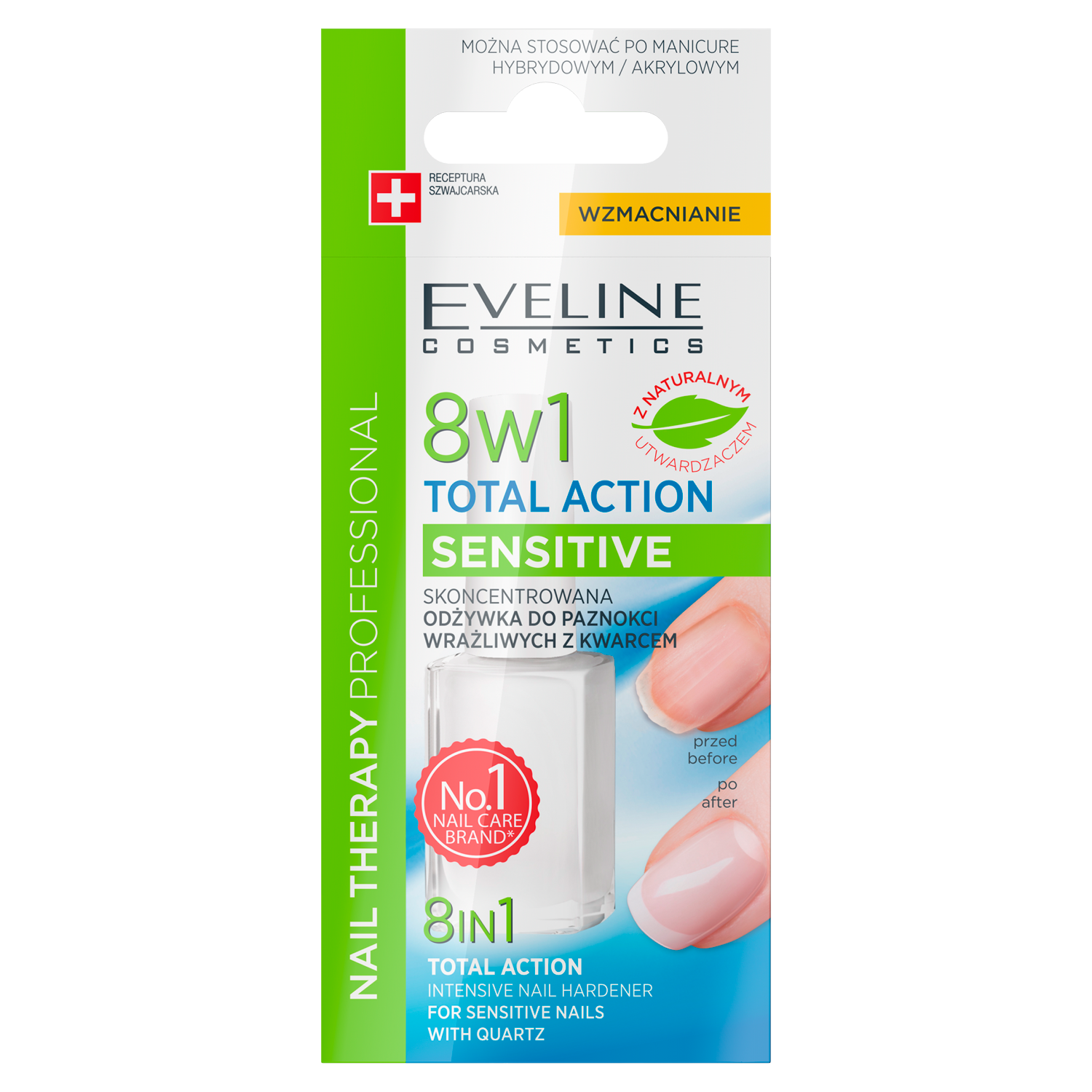 Eveline nagų kondicionierius 12 ml 8in1 jautriai odai, Total Action