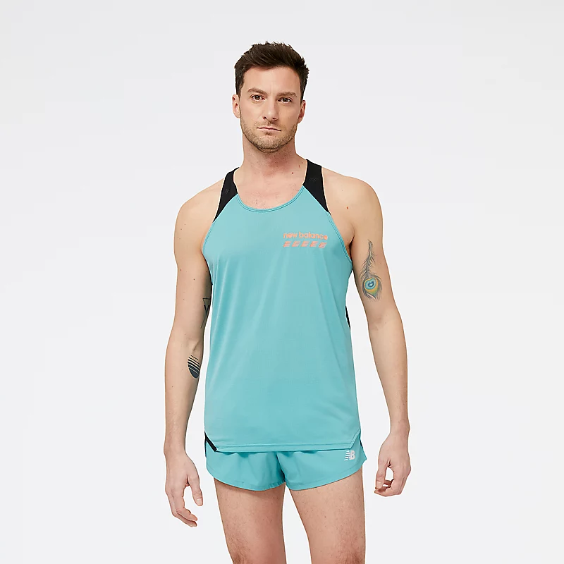 Camiseta regata masculina Accelerate Pacer - Turquesa desbotado
