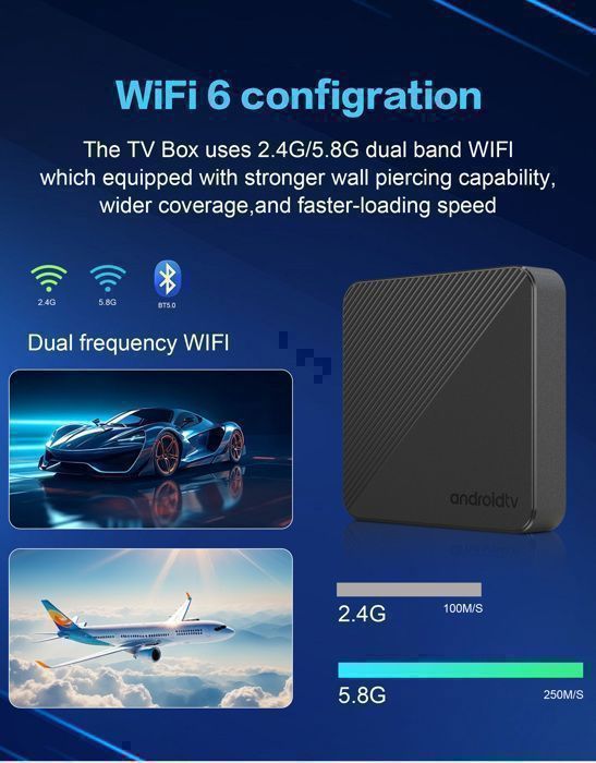 TV BOX - 8K - 2/16GB - IPTV Box - Android 14.0 - Android TV - WiFi 2.4/5.8G - Bluetooth 5.0 - HDR 10+ - Reproductor multimedia