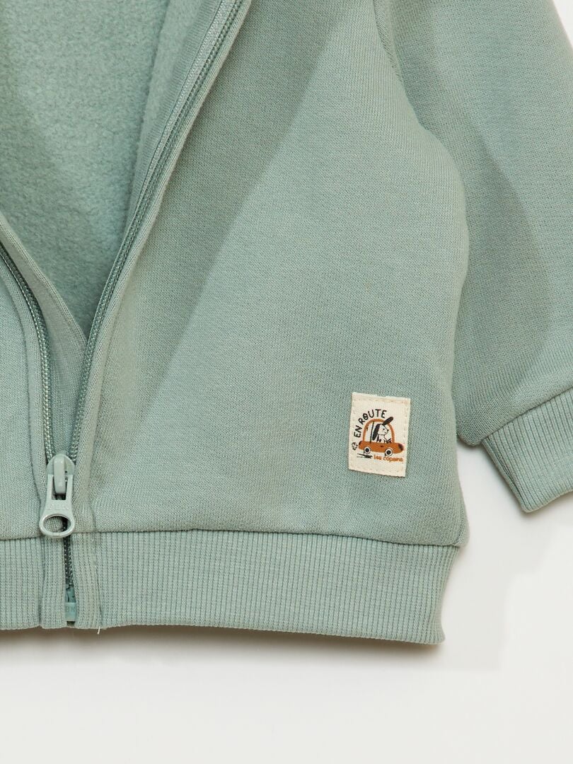 Moletom com zíper em tecido fleece - VERDE
