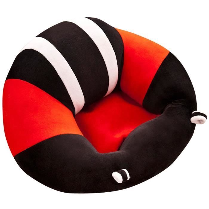 Canapé Siège Chaise Bébé Tout Doux Assis Confort Peluche Jouet Support pour Fille Garçon dans Maison 3-16 mois Noir et Rouge